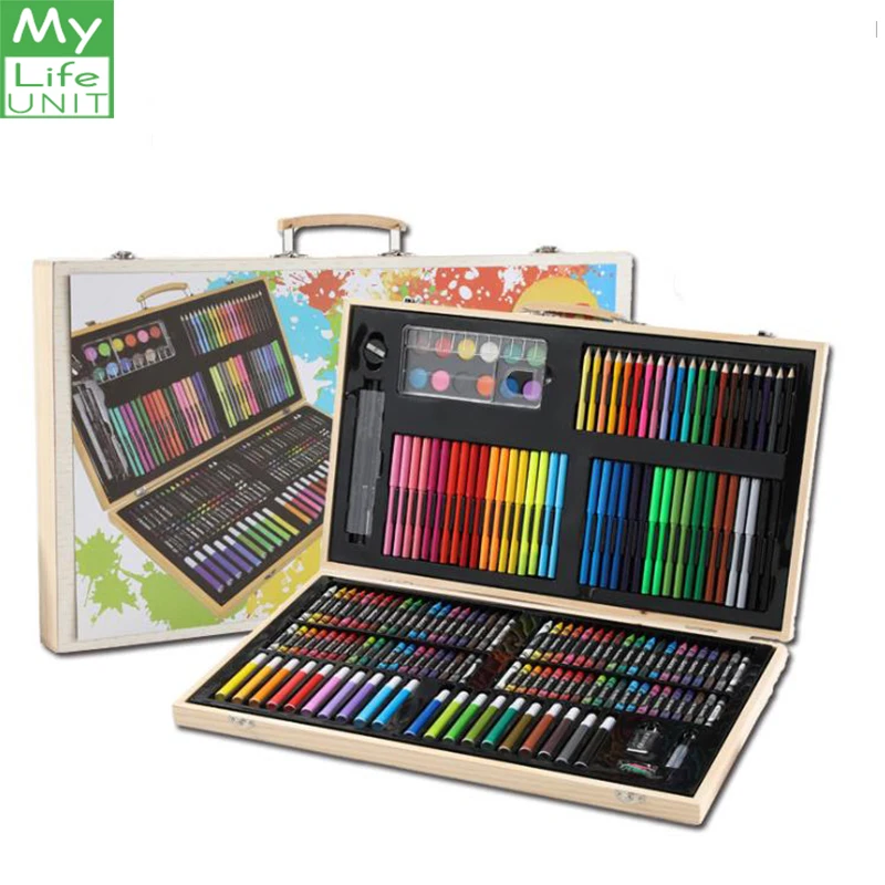 

MYLIFEUNIT 180 Pcs/Sets Art Drawing Set Painting Water Color Pen Wax Crayon Oil Pastel Drawing Paint Brush Sketching Tools