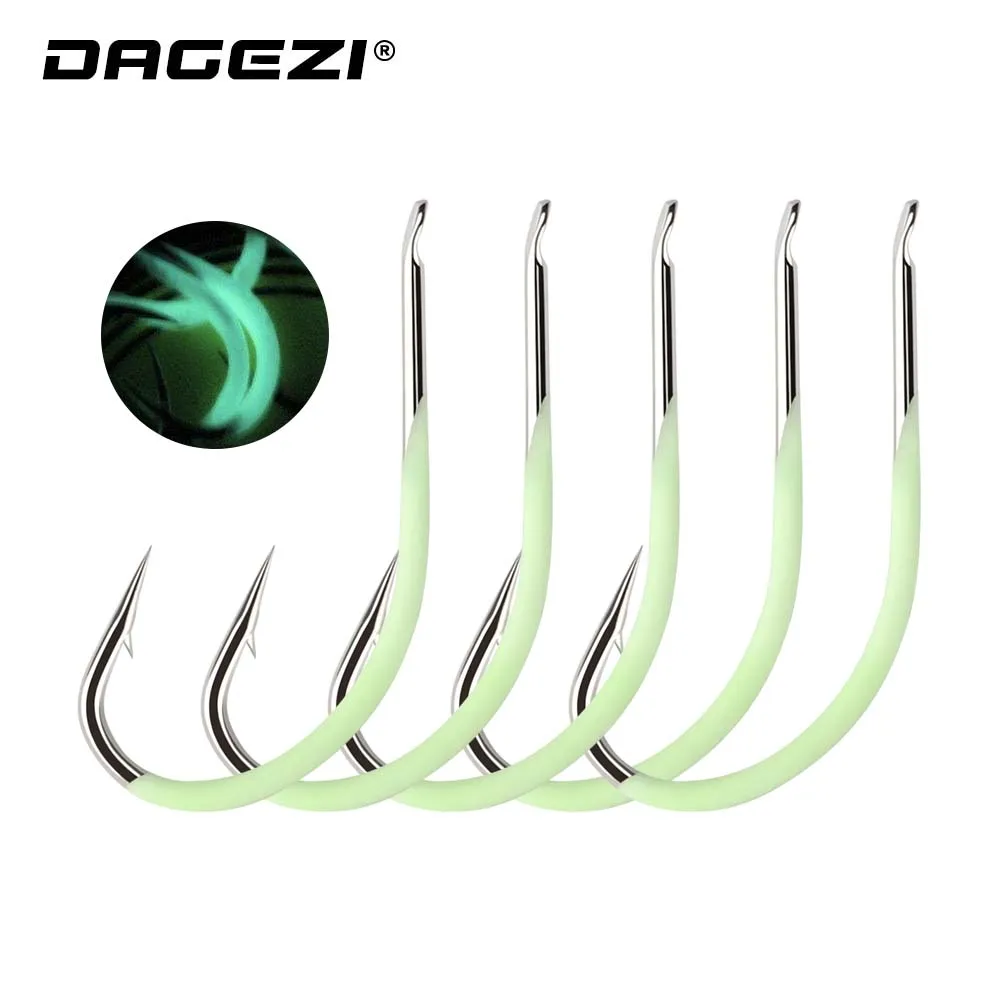 DAGEZI 10Pcs/Lot High Carbon Steel Luminous Fishing Hook #9-#18 Fishhooks Durable Pesca barbed hook Fishing Tackle