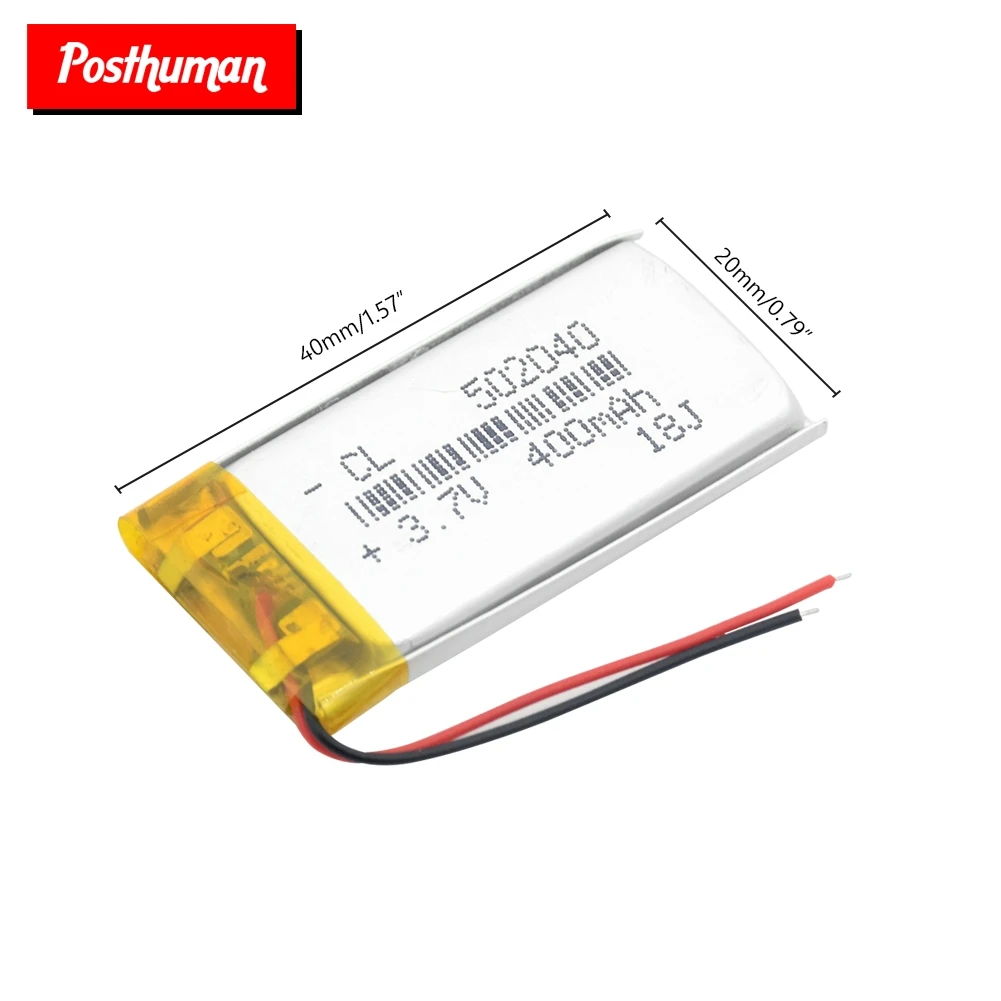 502040 Rechargeable Li-ion 3.7V lithium polymer batteries 400 mah With PCB For MP3 MP4 MP5 GPS PSP E-book Electric Toy LED Light