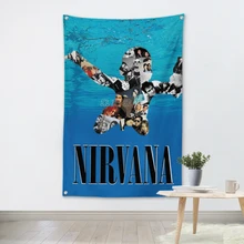 Pergaminhos de Música Heavy Metal Rock Band NIRVANA Cartaz Bar Cafés Quarto Home Decor Tapeçaria Banners Pendurados Arte Pano À Prova D’ Água