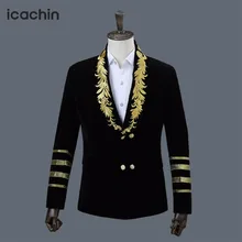Black Velvet Mens Blazer Masculino Jackets men Embroidery Jacket Burgundy Men Blazer Hombre Blue Velvet Blazer