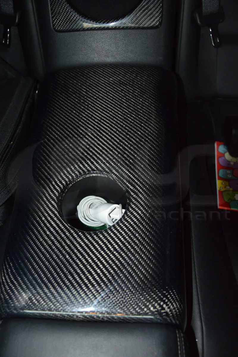 2008-2015 Nissan R35 GTR CBA DBA Rear Armrest Cup Holder Surround Cover Trim DCF Plain Weave Glossy Finish (5)