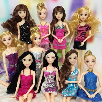 

6 Pcs Doll Toy Lace Satin Fashion Elegant Short Dress Cloth Gown Outfits Accessories for Barbie Dolls Toys Girl's Birthday Gifts