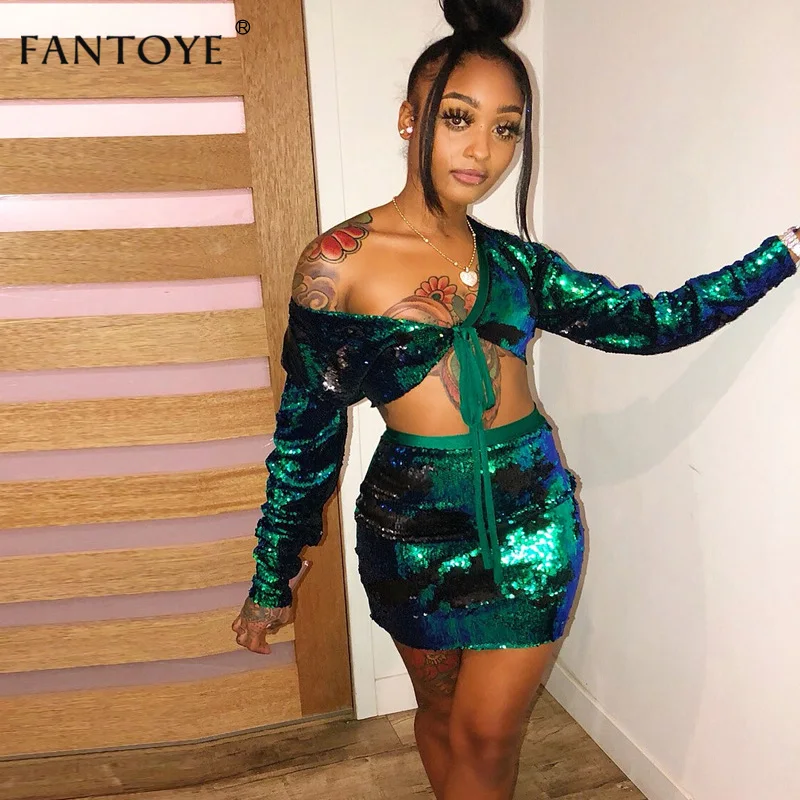 Fantoye Sexy бандаж из двух частей платье Для женщин 2018 новое с открытыми плечами со