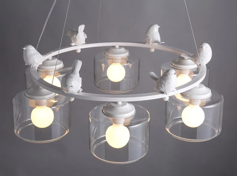 Nordic Creative Six head  Bird Chandeliers For Dining Room Art Deco Led Bulbs Modern Chandelier Glass Chandelier ceiling chandelier