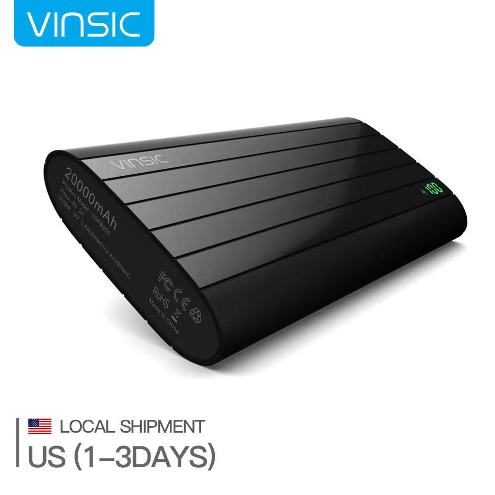(Корабль из Сша) Vinsic ЖЕЛЕЗА P6 20000 мАч 2.4A Dual USB Порт Внешнее Зарядное Устройство