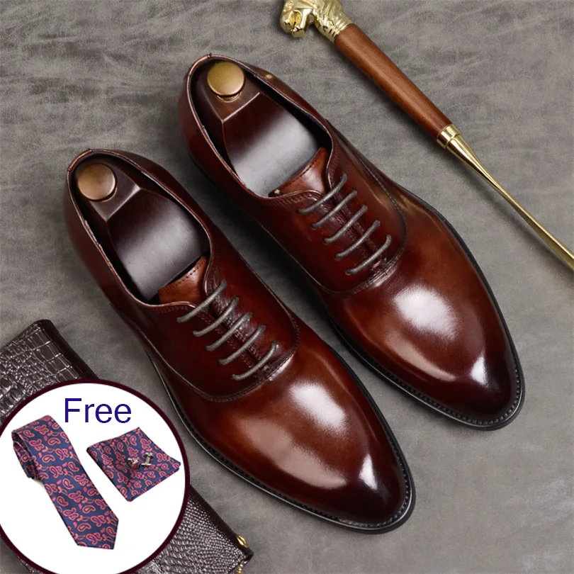 Comprar Phengang zapatos formales para Hombre Zapatos oxford de cuero genuino para hombres zapatos de vestir italianos 2019 zapatos de boda cordones de cuero brogues