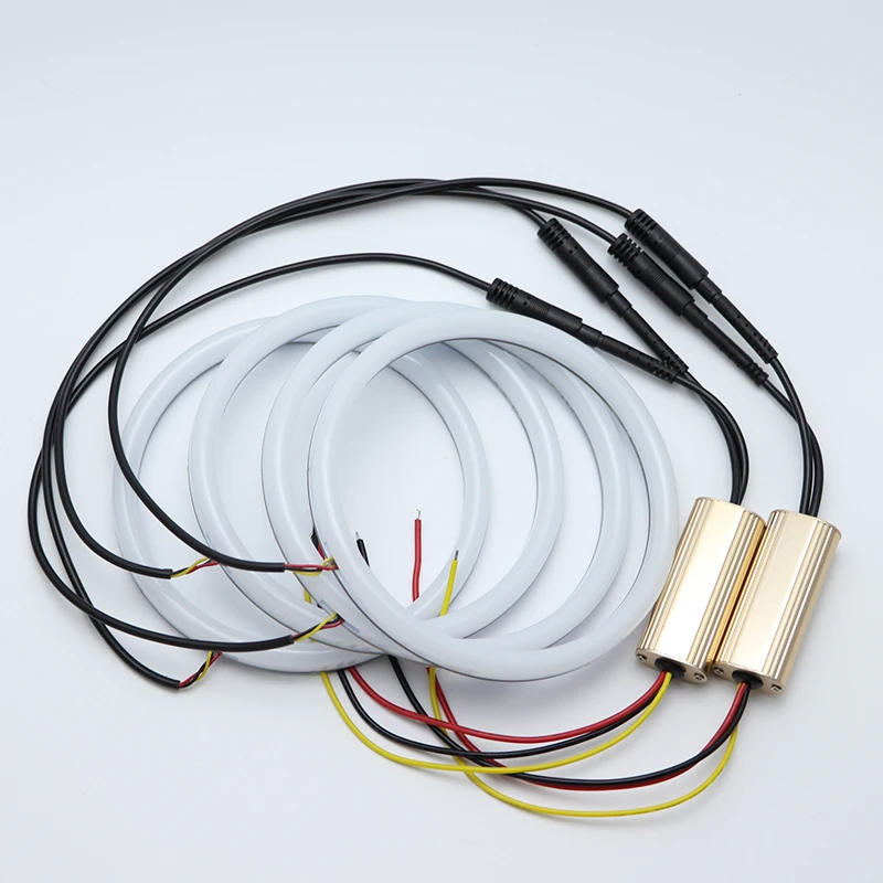  For Lada Vaz 2106 1996-2001 White & yellow Cotton LED Angel eyes kit halo ring Turn signal light - 32949462956