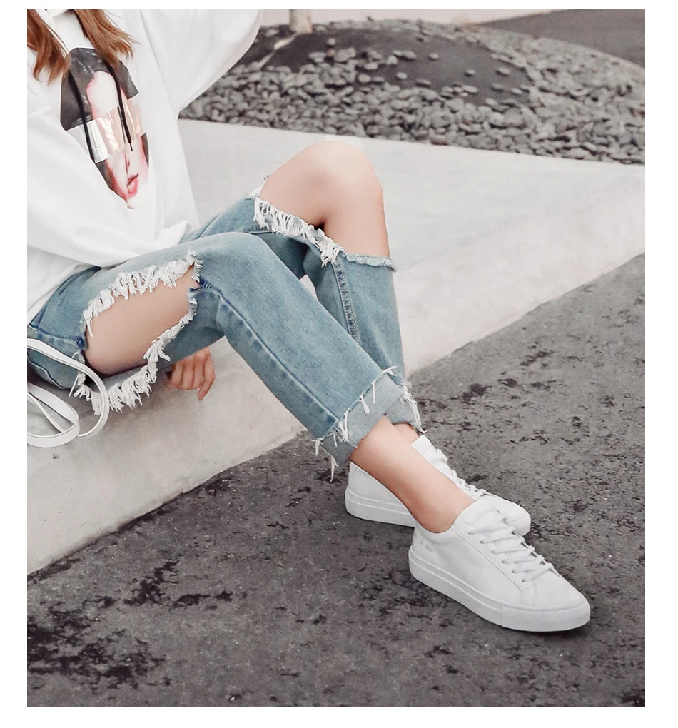 Donna-in Sneakers Women Genuine Leather Flat Low Heel Platform Ladies Lace Up Fashion Breathable Shoes Women 2018 White Nude (5)