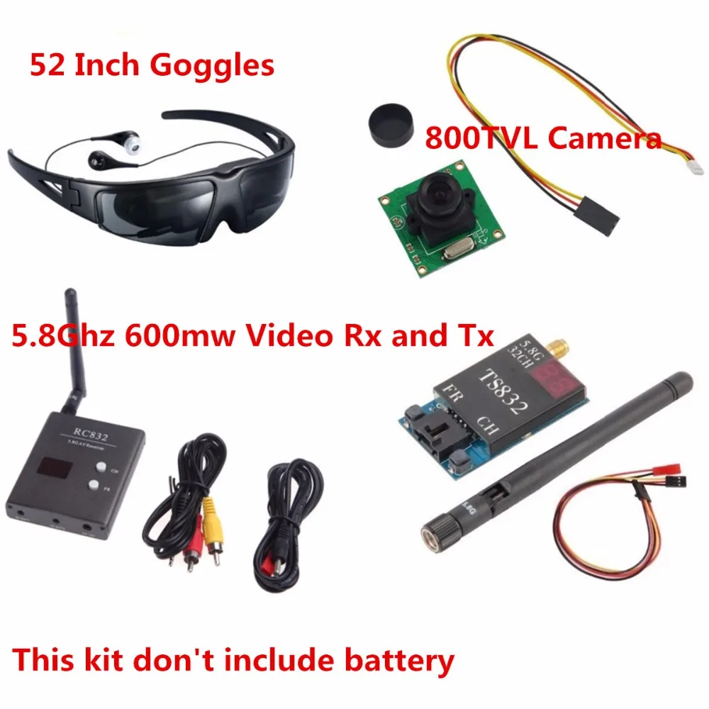 FPV Goggles System 52inch Portable Wide Screen 800TVL Camera 5.8Ghz