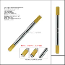 10 шт./Золотая ручная ручка для микроблейдинга с двойной головкой, Перманентный макияж, ручка для бровей, ручная часть+ 10 шт