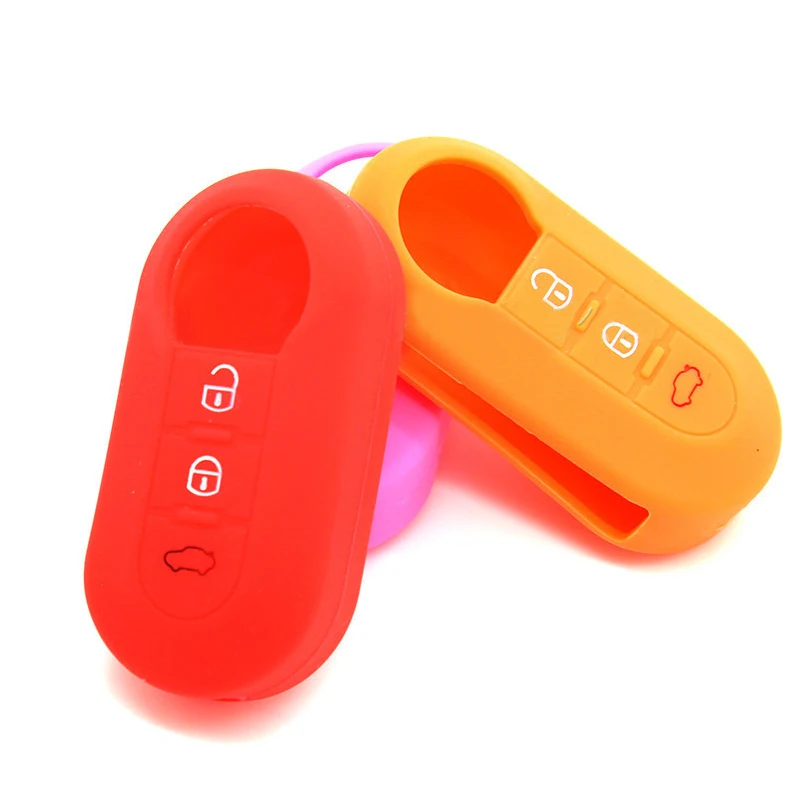 

For FIAT 500 Panda Punto Bravo For Lancia Ypsilon Delta Musa Nera Car 3 Buttons Key Cover Case Silicone Shell