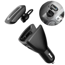 Bluetooth Headset Earphone with 2 in 1 Car Charger for iPhone 5s 6s 7 for Samsung S7 S8 Android Phone USB Charger Adapter
