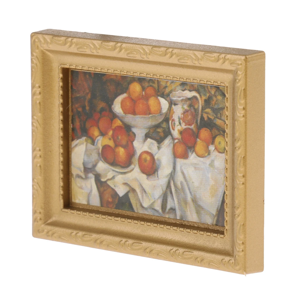 Handcrafted Vintage 1/12th Painting Frame Walls Poster Photo Frame With Miniature Easel Stands for Dolls House Life Scene Decor