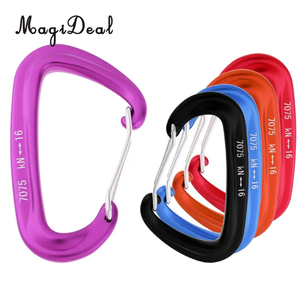 5pcs 16KN Wire Gate Carabiner Safety D Ring Buckle Snap Hook Keychain Clip for Rock Climbing Hammock Quickdraws