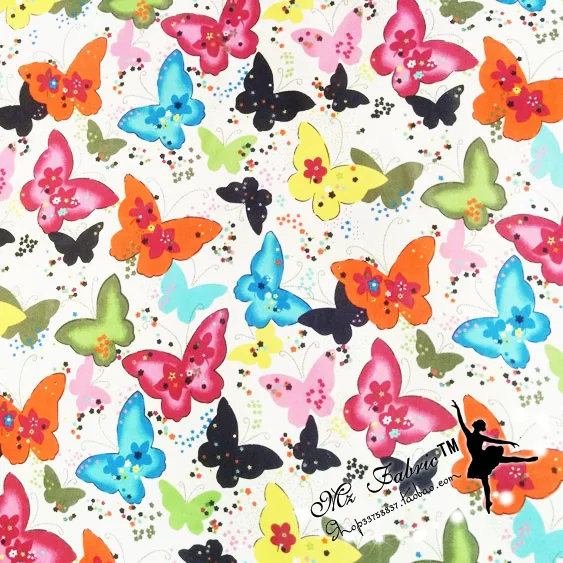 

50x110cm Retro butterfly fall Printed Cotton Poplin Fabric for Girl baby Dress Sewing Patchwork Tilda Quilting Cloth