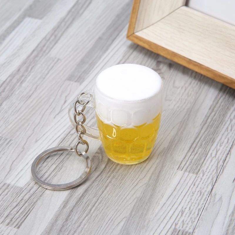 NEW 1PC Cheer Up Resin Beer Cups Simulation Food Handicraft Key Chain