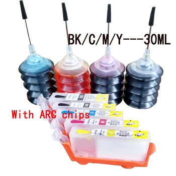 

5x Refillable canon 520 521 ink cartridge for PIXMA MP 540 545 550 558 560 568 620 630 640 640R 648 printer, with 120ML Dye inks