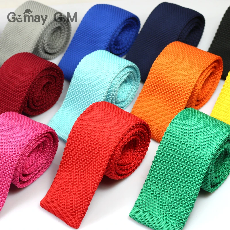 New Men Knitting Solid slim neck ties Classic polyester Neckties Fashion Plaid Mans Ties Spring casual woven ties - изображение