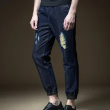 Тонкие средние настоящие джинсы мужские джинсы Pinli, новая весенняя популярная мужская одежда, маленькие ковбойские штаны с дырками B191316127