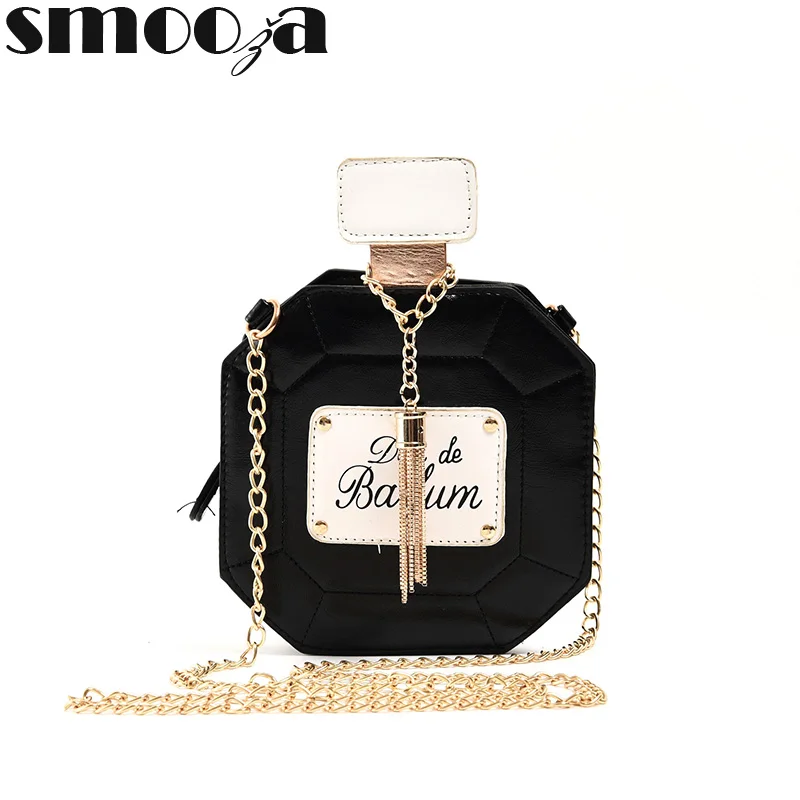 

SMOOZA Leather Perfume Bottle crossbody bag Chain Mini Clutch Bag 2018 Women Handbag Fashion Party Women Evening Bags