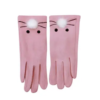 

ZACOO Women Thickened Windproof Warm Gloves Chic Cute Cat Shape Mittens Fashion Touch Screen Gloves san0