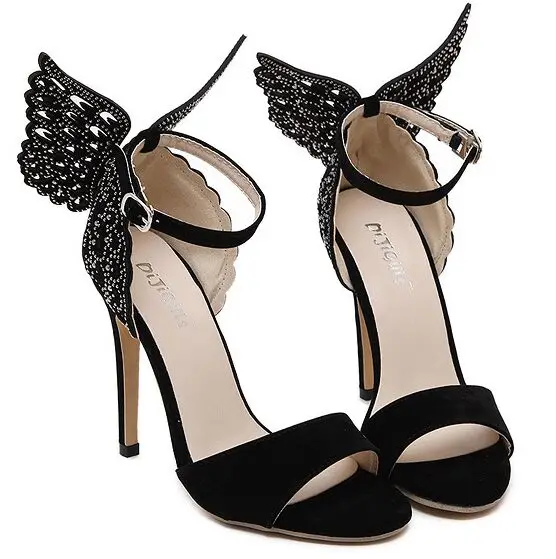 black butterfly high heels
