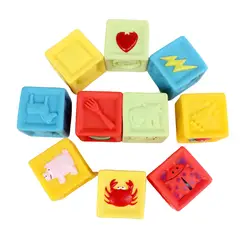 Мешки мягкие резиновые блоки 10 шт./компл. детские блоки игрушки нетоксический мягкий Пластик мультяшный куб строительные блоки детские