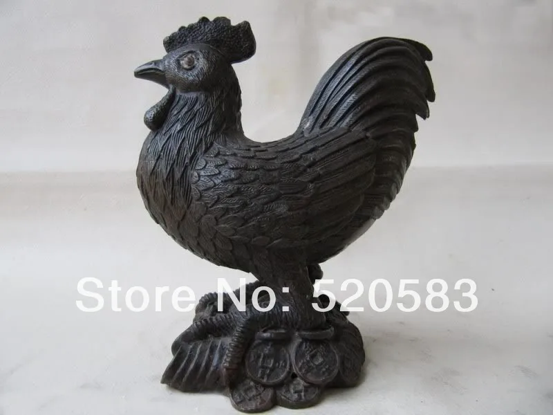 

5 Chinese Folk Superb Pure Bronze Copper Carved Money chanticleer chicken fowl