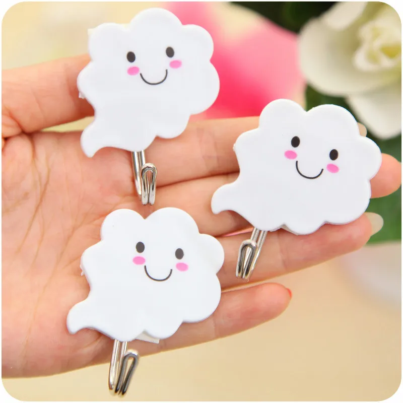 Фото Самоклеящиеся настенные крючки в форме облака 6 шт. клейкие для подвешивания Самоклеящиеся настенные крючки в форме облака 6 шт. клейкие для подвешивания