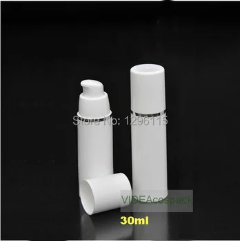 

50pcs/lot PP 30ml airless bottle, airless pump for lotion BB cream vacuum bottle white color + silver ring