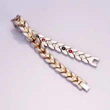 Магнитные браслеты Vinterly для мужчин, цепочка, пшеничный дизайн, нержавеющая сталь, золотой цвет, энергия здоровья, германий, браслеты, мужские s