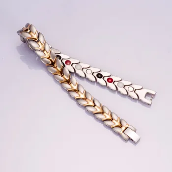 

Vinterly Magnetic Bracelets for Men Chain Wheat Design Stainless Steel Gold-color Health Energy Germanium Bracelets Bangles Mens