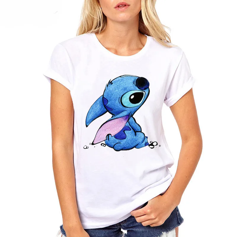 

Cartoon Sweet Lilo Stitch women t shirt fashion ringer t shirt kawaii tee shirt Girl TShirts Short Sleeve tee for girls