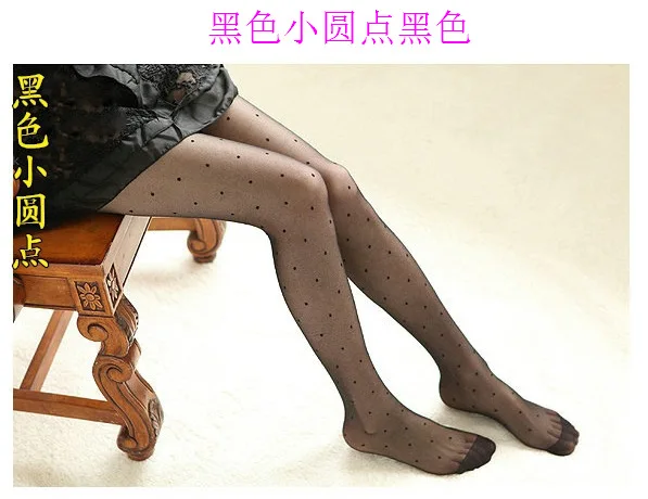 Японские стильные женские колготки с узором в горошек, модные черные сексуальные колготки для девочек, женские чулки, прозрачные шелковые колготки