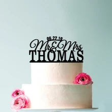 Фамилия Топпер для торта, мистер и миссис Топпер для торта с датой, изготовленный на заказ Свадебный Топпер для торта, персонализированные Топпер для торта дерево
