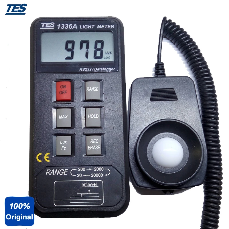 TES 1336A цифровой Люкс метр регистратор данных световой с USB интерфейсом памяти 16000