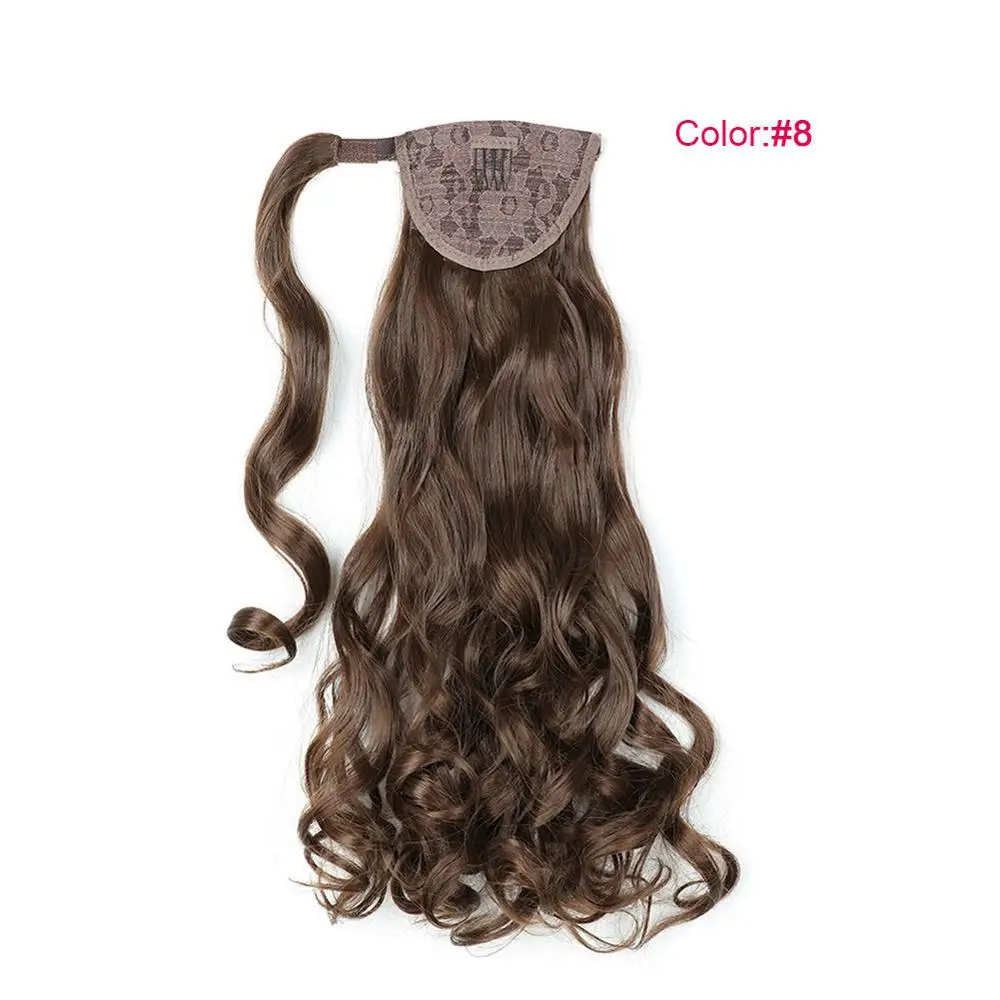 Парики из натуральных волос на заколках в стиле конский хвост накладные волосы с заколками волнистые синтетические волосы конский хвост с чистым цветом - Цвет: #8