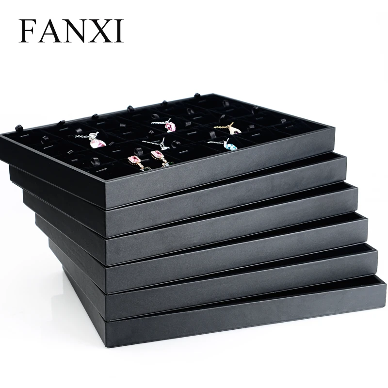 

FANXI free shipping leather jewelry display tray ring pendant bracelet Box With Insert For Shop