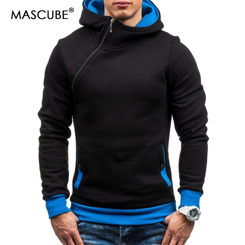 Cheap MASCUBE Men Autumn Sets Winter Solid Color Fleece Tracksuit Sudaderas Hombre Hip Hop Male Hooded Sportswear Plus Size 3XL