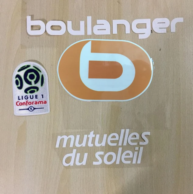 

17 18 Olympique de Marseille home sponsor patch France League 1 patch + Mutuelles du soleil+BOULANGER+Orange patch