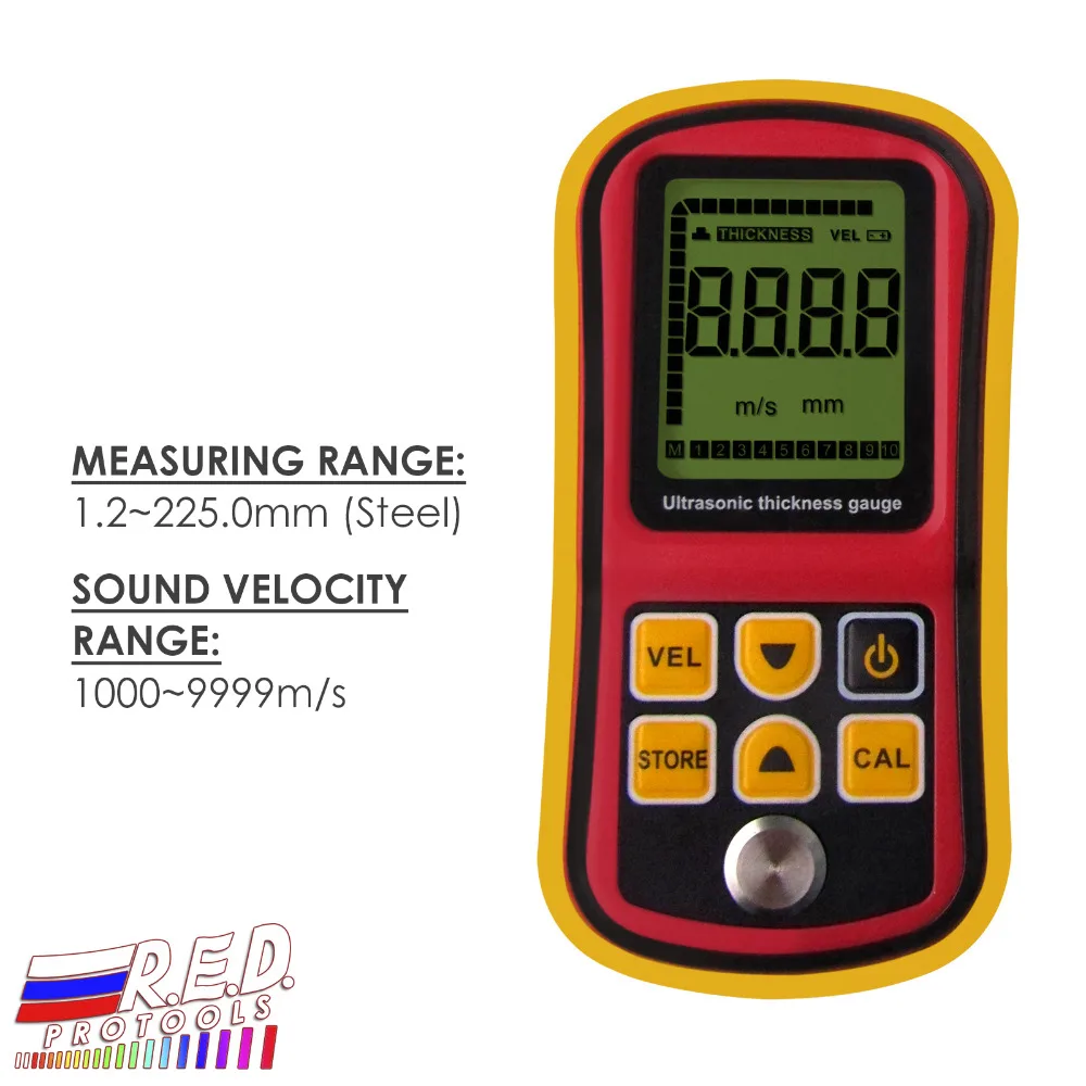 Handheld Digital Ultrasonic Wave Velocity Thickness Meter Tester Gauge Metal and Non-Metal 1.2~225.0mm (Steel) Range | Инструменты
