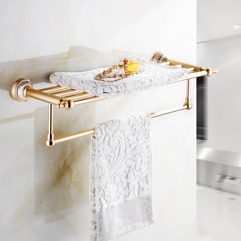 Jieshalang European Golden Bath Towel Shelf Space Aluminium Towel Rack