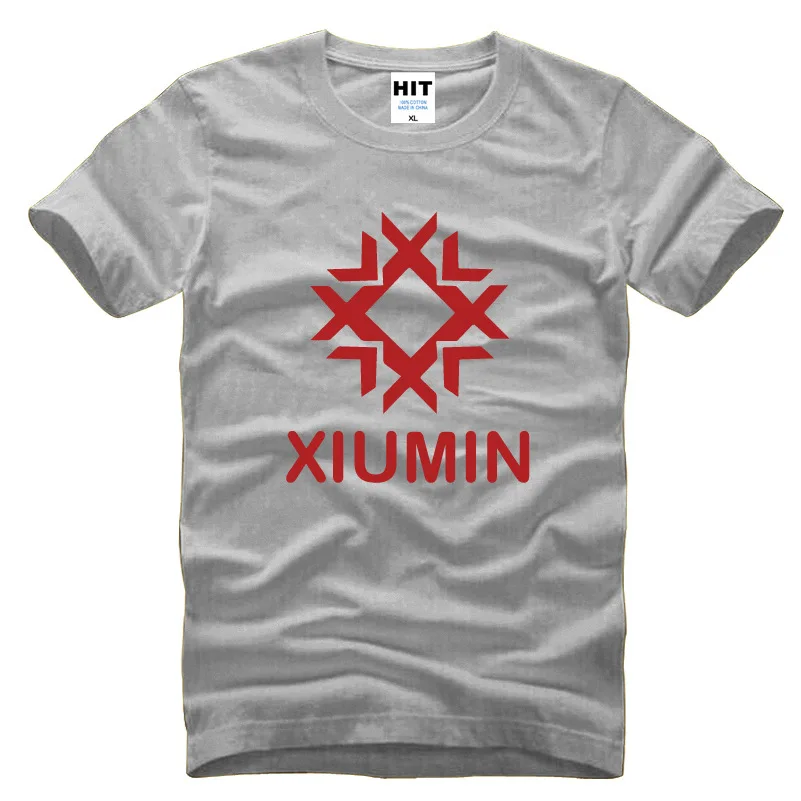 Мужская футболка EXO wolf 88 Xiumin модные мужские футболки 2016 хлопковая с коротким