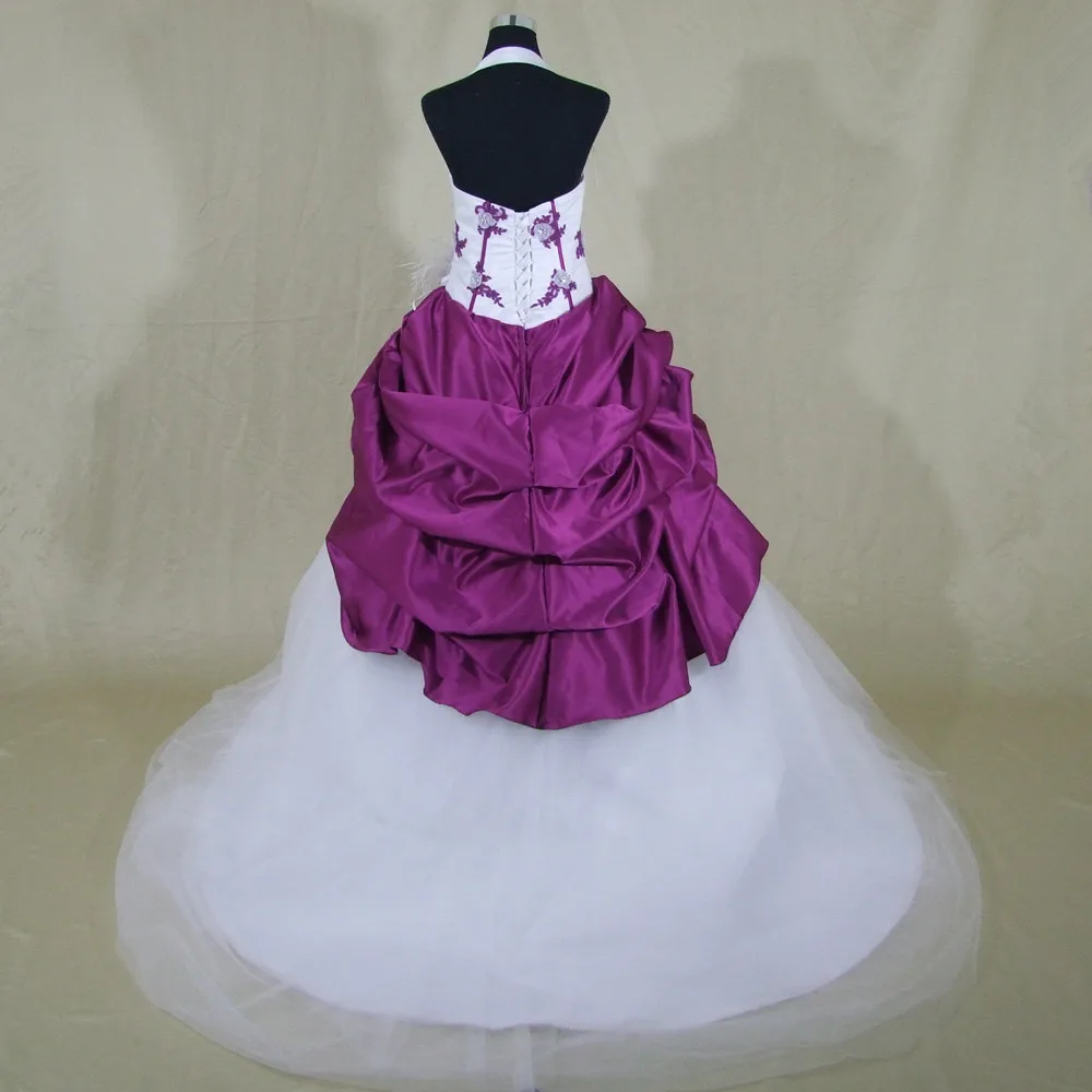 QQ Lover дизайн Разделение совместное Холтер свадебное платье цвета Vestido De Novia