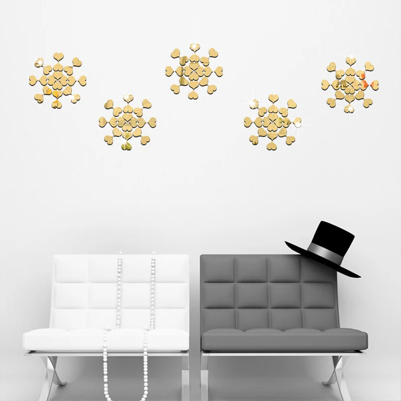 100 piezas de pegatinas de pared acrílicas espejo en forma de corazón espejo decorativo de alta calidad accesorios de decoración de pared de plástico para el hogar
