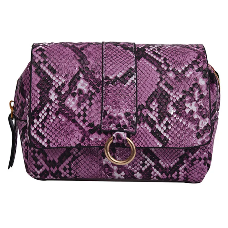 Модная новинка, винтажный Змеиный пояс из искусственной кожи, Женская поясная сумка, поясная сумка для девушек#40 - Цвет: Фиолетовый