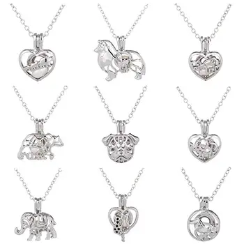 

HENGSHENG 5 Pieces Antiqued Hollow Locket Charms Pendants Long Pearl Cages with Chains