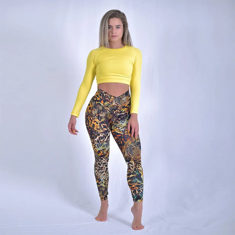 

New printing sweat-absorbent yoga pants fitness sports bottoming pants yoga leggings women sexy high waist pants