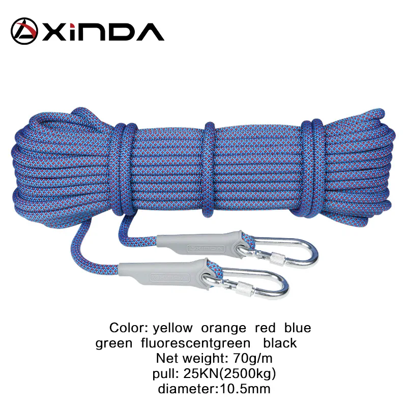 XINDA Escalada 10 м Профессиональный Скалолазание Веревка для скалолазания 10,5 мм Диаметр высокопрочный шнур веревка для безопасности веревка для выживания